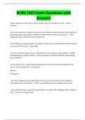 NURS 1023 Exam Questions with Answers
