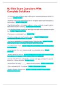 NJ Title Exam Questions With Complete Solutions