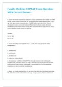 Family Medicine COMAT Exam Questions With Correct Answers 