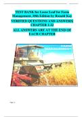 Farm Management &ndash; 10th Edition &lpar;Ronald Kay&rpar; &vert; Complete Test Bank with Verified Answers &vert; Chapters 1&ndash;22