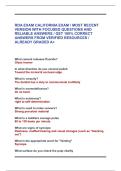 RDA EXAM CALIFORNIA EXAM &sol; MOST RECENT VERSION WITH FOCUSED QUESTIONS AND RELIABLE ANSWERS &sol; GET 100&percnt; CORRECT ANSWERS FROM VERIFIED RESOURCES &sol; ALREADY GRADED A&plus;