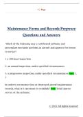 Maintenance Forms and Records Prepware  Questions and Answers