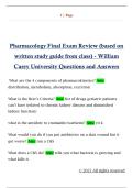 Pharmacology Final Exam Review &lpar;based on  written study guide from class&rpar; - William  Carey University Questions and Answers
