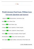 World Literature Final Exam--William Carey  University Questions and Answers