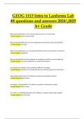 GEOG 1113 &ndash; Introduction to Landforms Lab &num;8 Questions and Answers &lpar;Verified Latest 2024&sol;2025 A&plus; Grade&rpar;