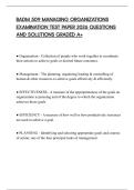 BADM 509 MANAGING ORGANIZATIONS EXAMINATION TEST PAPER 2026 QUESTIONS AND SOLUTIONS GRADED A&plus;