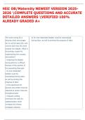 HESI OB&sol;Maternity NEWEST VERSION 2025 2026 COMPLETE QUESTIONS AND ACCURATE  DETAILED ANSWERS VERIFIED 100&percnt;  ALREADY GRADED A&plus;