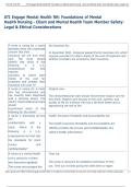 ATI Engage Mental Health RN&colon; Foundations of Mental  Health Nursing - Client and Mental Health Team Member Safety&colon;  Legal & Ethical Considerations