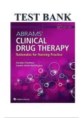 Test Bank For Abrams&rsquo; Clinical Drug Therapy Rationales for Nursing Practice 12th Edition Geralyn Frandsen - ISBN&sol;ISSN 9781975136130