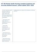 ATI RN Mental Health Nursing complete questions and  accurate detailed answers latest update 2025 -2026  