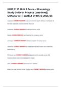 KINE 2115 Unit 3 Exam &ndash; Kinesiology  Study Guide & Practice Questions&vert;&vert;  GRADED A&plus;&vert;&vert; LATEST UPDATE 2025&sol;26 