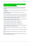 Career Planning Unit 1 Test Questions and Answers &lpar;Verified&rpar;