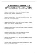 CWB WELDING INSPECTOR LEVEL 1&lpar;HEALTH AND SAFETY&rpar; QUESTIONS AND ANSWERS 2025