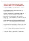 RCAL AND CORE   PRACTICE TEST WITH CORRECT VERIFIED ANSWERS