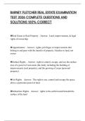BARNEY FLETCHER REAL ESTATE EXAMINATION TEST 2026 COMPLETE QUESTIONS AND SOLUTIONS 100&percnt; CORRECT