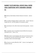 BARNEY FLETCHER REAL ESTATE FINAL PAPER 2026 QUESTIONS WITH ANSWERS GRADED A&plus;