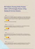 RN Pediatric Nursing Online Practice 2023 A &lpar;ATI&rpar; Strategies Review of Key Quizzes & Correct Answers&period;     