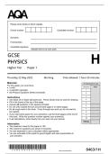 2025 AQA GCSE Physics Higher Tier Paper 1