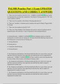 PALMR Practice Part 1 Exam UPDATED  QUESTIONS AND CORRECT ANSWERS