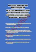 WGU D391 HEALTHCARE ECOSYSTEMS OA PRACTICE EXAM QUESTIONS WITH CORRECT DETAILED ANSWERS &vert; ALREADY GRADED A&plus;<RECENT VERSION>