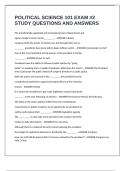 POLITICAL SCIENCE 101 EXAM &num;2 STUDY QUESTIONS AND ANSWERS