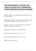 BAYLOR BIOCHEMISTRY LAHOUSSE STUDY GUIDE ELITE REVIEW WITH COMPREHENSIVE SOLVED QUESTIONS AND DETAILED ANSWERS
