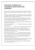 POLITICAL SCIENCE 101 &ndash; CONGRESS QUESTIONS AND ANSWERS
