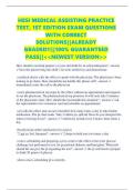 HESI MEDICAL ASSISTING PRACTICE TEST&comma; 1ST EDITION EXAM QUESTIONS WITH CORRECT SOLUTIONS&vert;&vert;ALREADY GRADED&excl;&excl;&vert;&vert;100&percnt; GUARANTEED PASS&vert;&vert;<<NEWEST VERSION>>