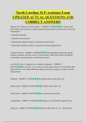 North Carolina SLP-Assistant Exam  UPDATED ACTUAL QUESTIONS AND  CORRECT ANSWERS