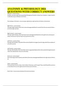 ANATOMY & PHYSIOLOGY 2024 QUESTIONS WITH CORRECT ANSWERS