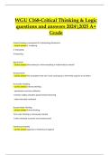  WGU C168 Critical Thinking & Logic Questions with Complete Verified Solutions &lpar;2024&sol;2025&rpar;