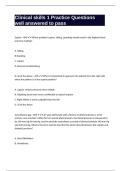 Clinical skills 1 Practice Questions well answered to pass