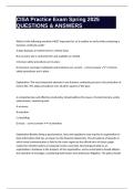 CISA Practice Exam Spring 2025 QUESTIONS & ANSWERS