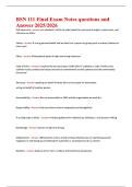 BSN 111 Final Exam Notes questions and  Answer 2025&sol;2026
