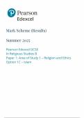 2025 PEARSON EDEXCEL GCSE RELIGIOUS STUDIES B PAPER 1C MARK SCHEME  &lpar;1RB0&sol;1C&colon; Area of Study 1 &ndash; Religion and Ethics Option 1C &ndash; Islam&rpar;