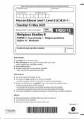 2025 PEARSON EDEXCEL GCSE RELIGIOUS STUDIES B PAPER 1E QUESTION PAPER &lpar;1RB0&sol;1E&colon; Area of Study 1 &ndash; Religion and Ethics Option 1E &ndash; Hinduism&rpar;