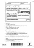 2025 PEARSON EDEXCEL GCSE RELIGIOUS STUDIES B PAPER 2B QUESTION PAPER &lpar;1RB0&sol;2B&colon; Area of Study 2 &ndash; Religion&comma; Peace and Conflict Option 2B &ndash; Christianity&rpar;