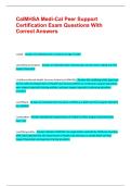 CalMHSA Medi-Cal Peer Support Certification Exam Questions With Correct Answers &vert;&vert; 100&percnt; pass