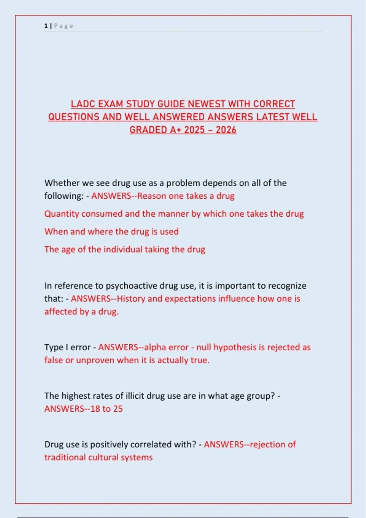 LADC EXAM STUDY GUIDE NEWEST WITH CORRECT QUESTIONS AND WELL ANSWERED ...
