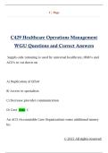C429 Healthcare Operations Management  WGU Questions and Correct Answers