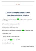 Cardiac Electrophysiology &lpar;Exam 1&rpar;  Questions and Correct Answers