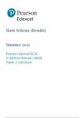 2025 PEARSON EDEXCEL GCSE BIBLICAL HEBREW PAPER 2 MARK SCHEME &lpar;1BH0&sol;02&colon; COMPONENT 2&colon; Literature&rpar;