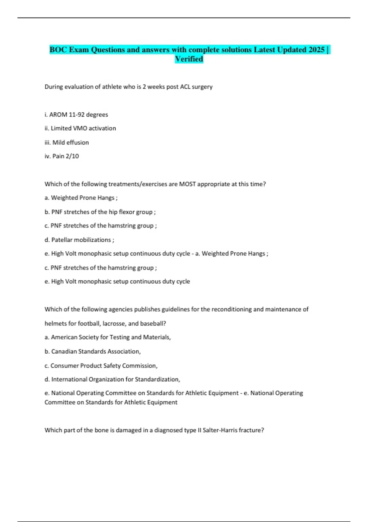 BOC Exam Questions with complete solutions Latest 2025 Update. Exam ...