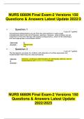 NURS 6660N Final Exam-2 Versions 150 Questions & Answers Latest Update