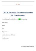 CWCM Pre-service Examination Questions  and Correct Answers