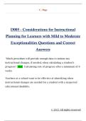 D005 - Considerations for Instructional  Planning for Learners with Mild to Moderate  Exceptionalities Questions and Correct  Answers