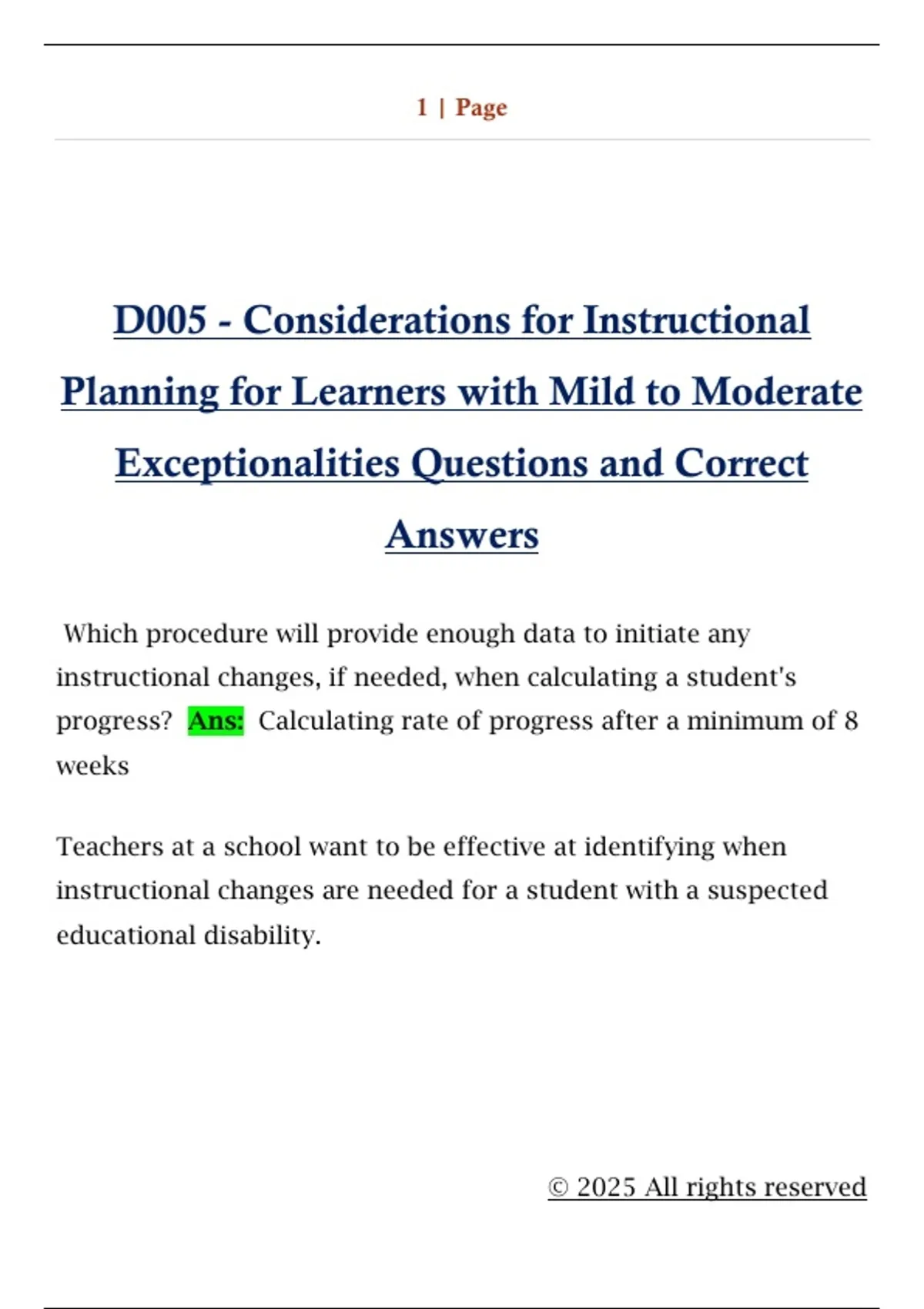 D005 - Considerations for Instructional Planning for Learners with Mild ...