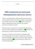 D005 Considerations for Instructional  Planning Questions and Correct Answers