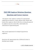 D432 HR Employee Relations Questions  Questions and Correct Answers 