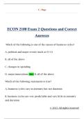 ECON 2100 Exam 2 Questions and Correct  Answers